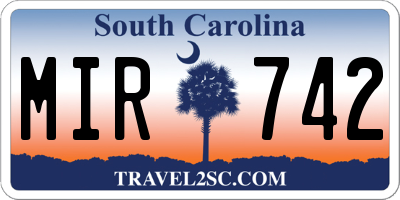 SC license plate MIR742
