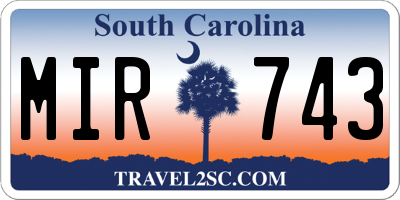 SC license plate MIR743