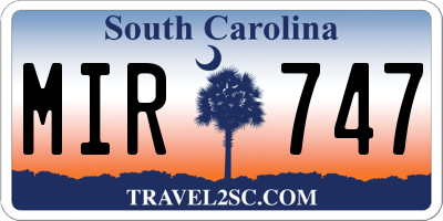 SC license plate MIR747