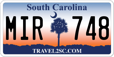 SC license plate MIR748