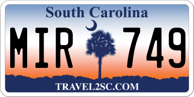 SC license plate MIR749