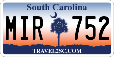 SC license plate MIR752