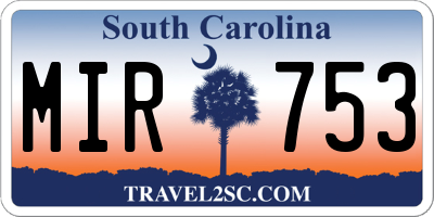 SC license plate MIR753
