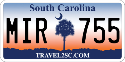 SC license plate MIR755