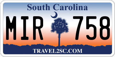 SC license plate MIR758