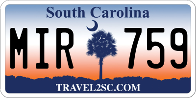 SC license plate MIR759