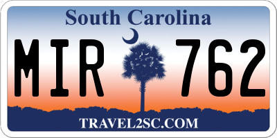 SC license plate MIR762