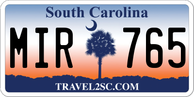 SC license plate MIR765