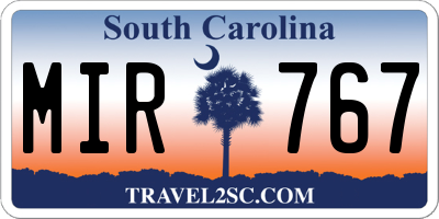 SC license plate MIR767