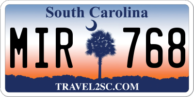 SC license plate MIR768