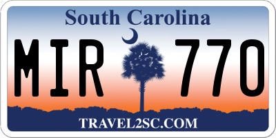 SC license plate MIR770
