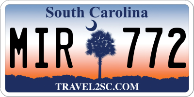 SC license plate MIR772