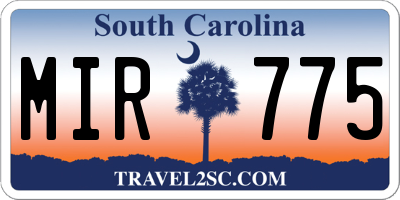 SC license plate MIR775