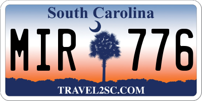 SC license plate MIR776