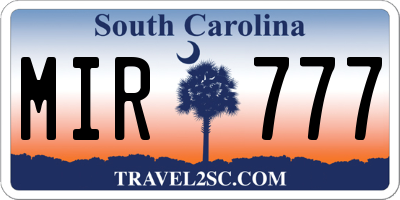 SC license plate MIR777