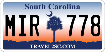 SC license plate MIR778