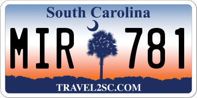 SC license plate MIR781