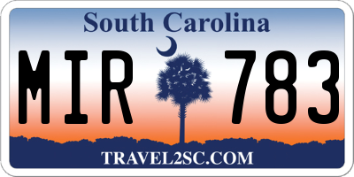 SC license plate MIR783