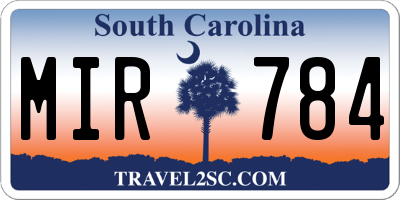SC license plate MIR784