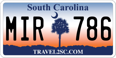 SC license plate MIR786