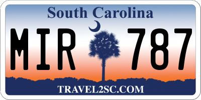SC license plate MIR787
