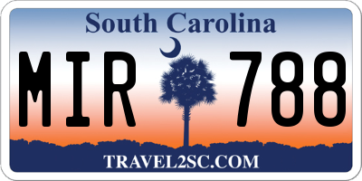 SC license plate MIR788