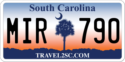 SC license plate MIR790