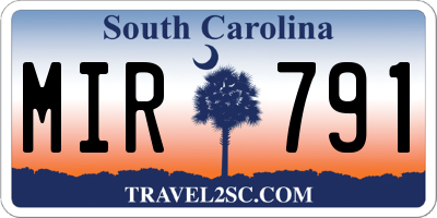 SC license plate MIR791