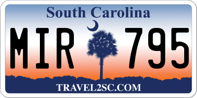 SC license plate MIR795