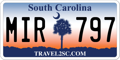SC license plate MIR797