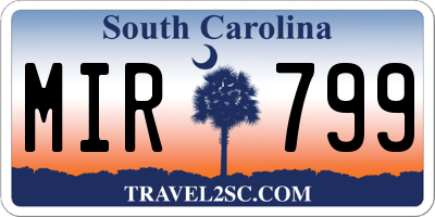 SC license plate MIR799