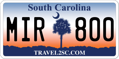 SC license plate MIR800