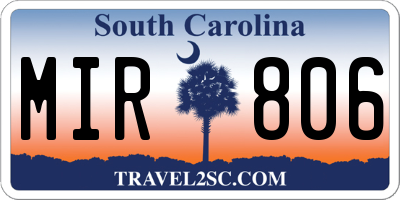 SC license plate MIR806