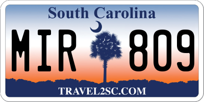 SC license plate MIR809