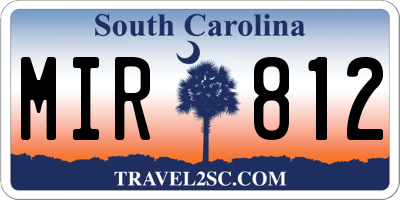 SC license plate MIR812