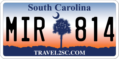 SC license plate MIR814