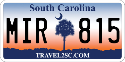 SC license plate MIR815