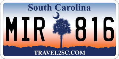 SC license plate MIR816