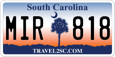 SC license plate MIR818
