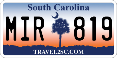 SC license plate MIR819
