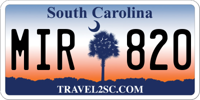 SC license plate MIR820