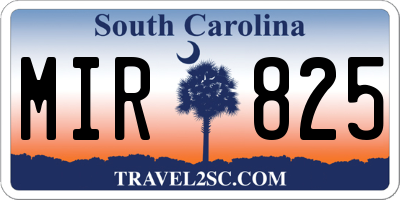 SC license plate MIR825