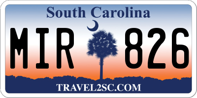 SC license plate MIR826