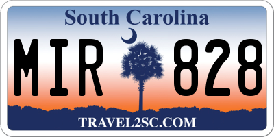 SC license plate MIR828