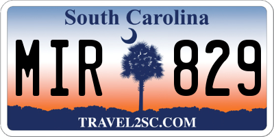 SC license plate MIR829