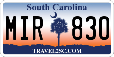 SC license plate MIR830