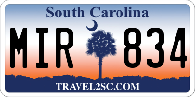SC license plate MIR834