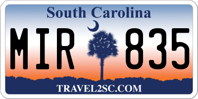 SC license plate MIR835