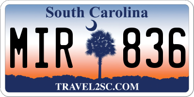 SC license plate MIR836