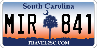 SC license plate MIR841